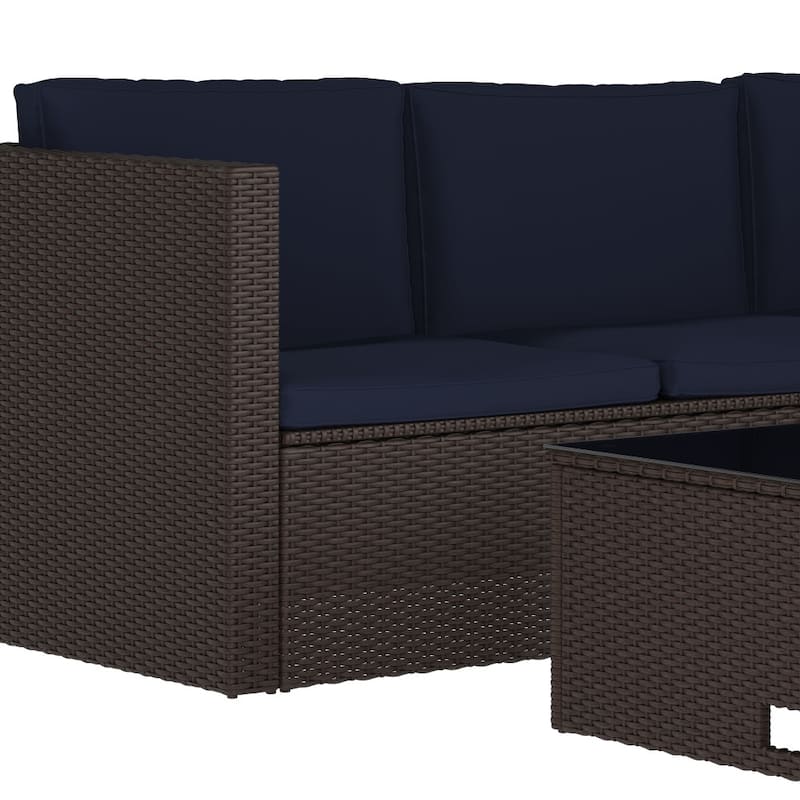 Indoor/Outdoor Patio Wicker Rattan Sofa and Table Set