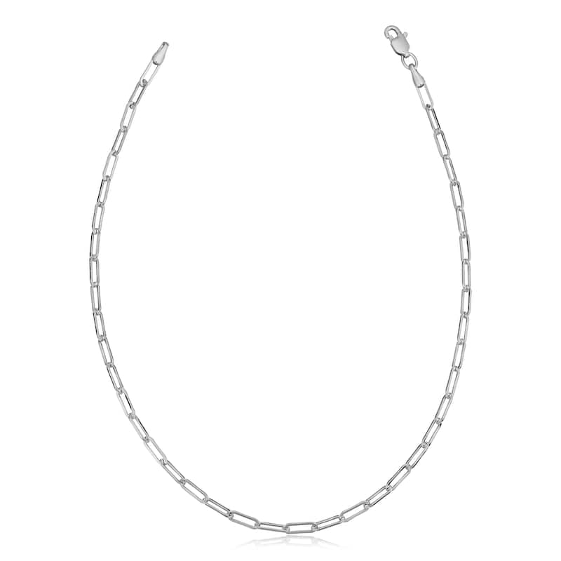 14k White Gold Polished Paperclip Chain Bracelet (2.5 millimeter, 7 inches)