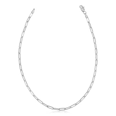 14k White Gold Polished Paperclip Chain Bracelet (2.5 millimeter, 7 inches)
