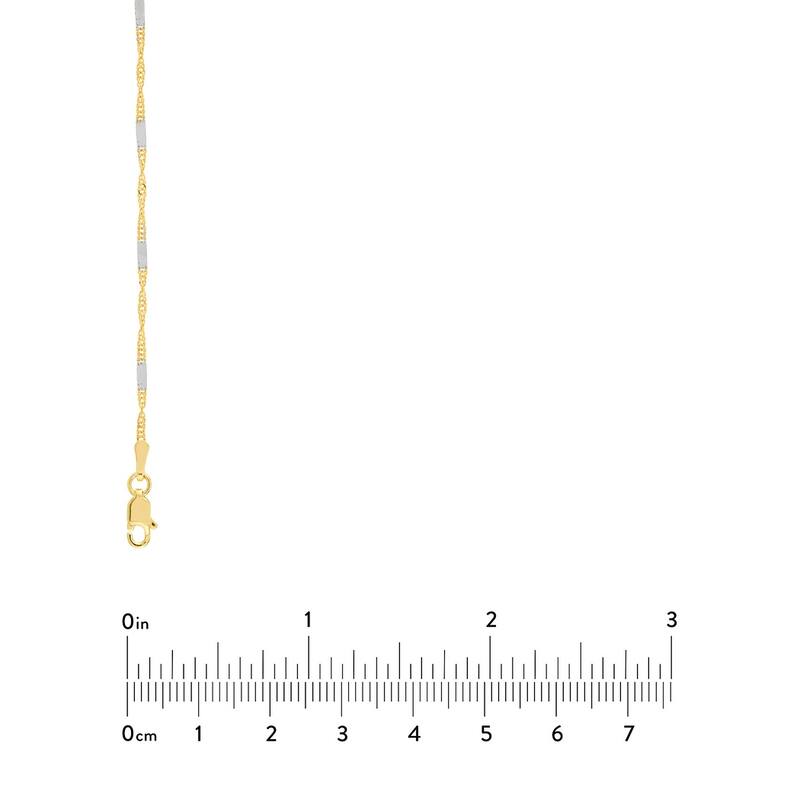 Curata 14k Two-tone Gold 1.45mm Flat Station Singapore Chain Necklace (Lobster)