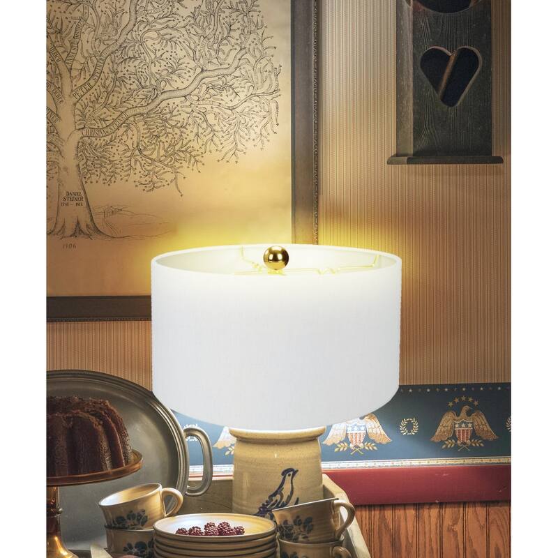 White Linen Shallow Drum Premiere Lampshade 18x18x10