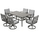 preview thumbnail 3 of 4, 7-Piece Aluminum Patio Dining Set with 6 Swivel Dining Chairs and Washable Cushions