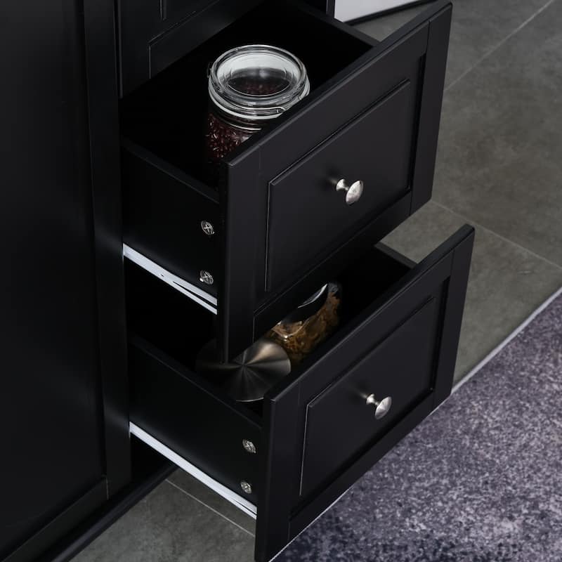 HOMCOM Kitchen Island Mobile Storage Cart with Towel/Spice Rack, 3 Drawers, 2-Door Cabinet and Lockable Wheels