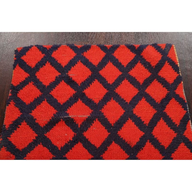 Checkered Tribal Moroccan Oriental Wool Area Rug Hand-knotted Carpet - 2'9" x 5'8"