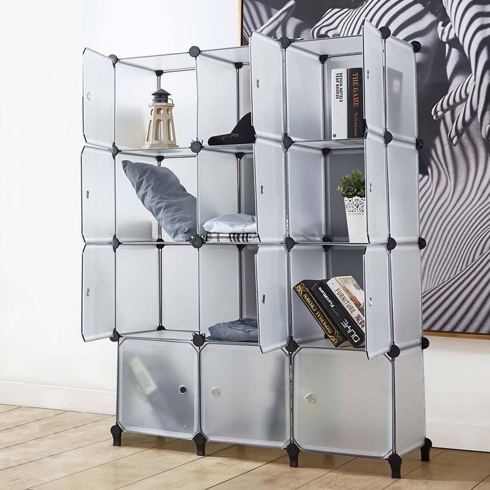12 Cubes Storage Organizer with Doors,Portable Closet Storage Wardrobe
