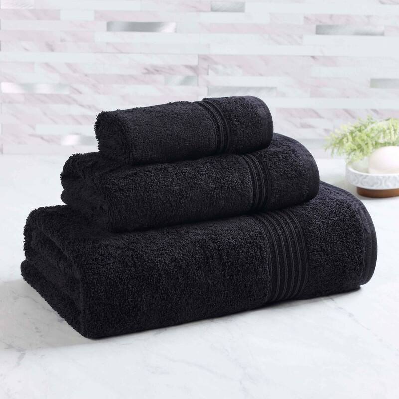 Superior Heritage Egyptian Cotton Absorbent 3-Piece Towel Set - Black
