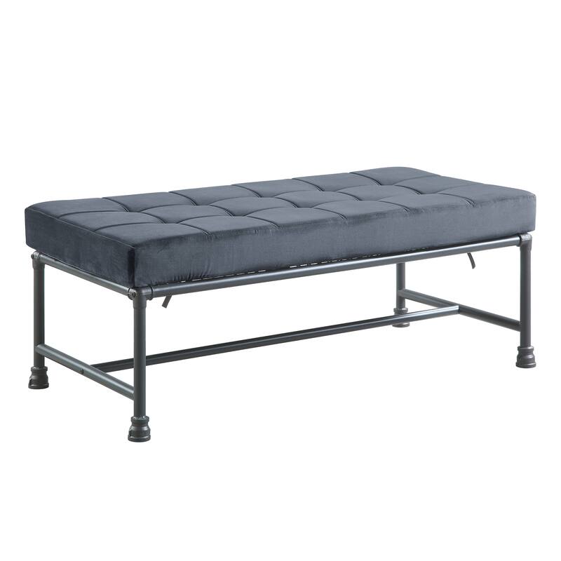 Brantley Gray Velvet & Sandy Gray Finish Bench