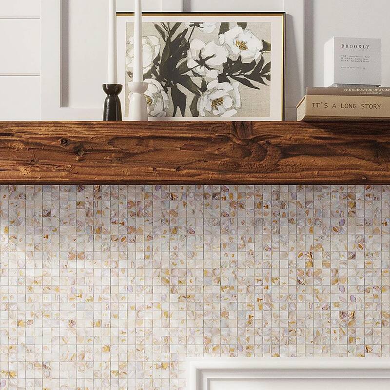 Apollo tile 12" x 12" Concha Polished White Beige Shell Mother of Pearl Tile (19.34 sq ft/case) - 20 Pack