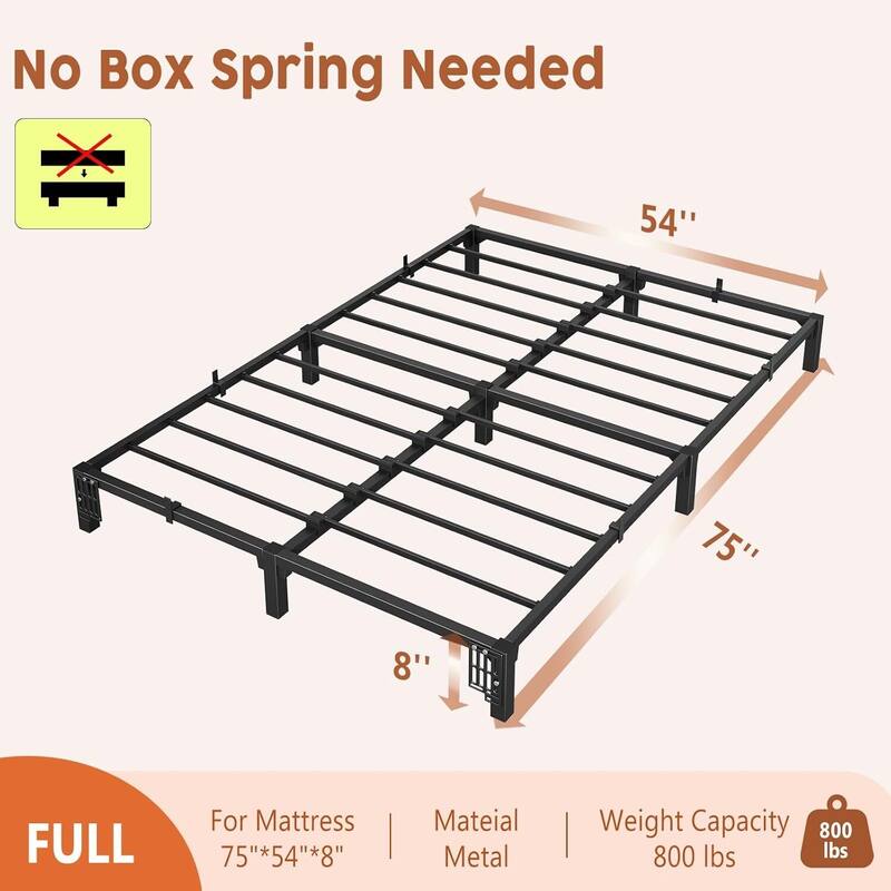8 Inch Metal Platform Bed Frame Easy Assembly Bed Base for Bedroom and Home Use