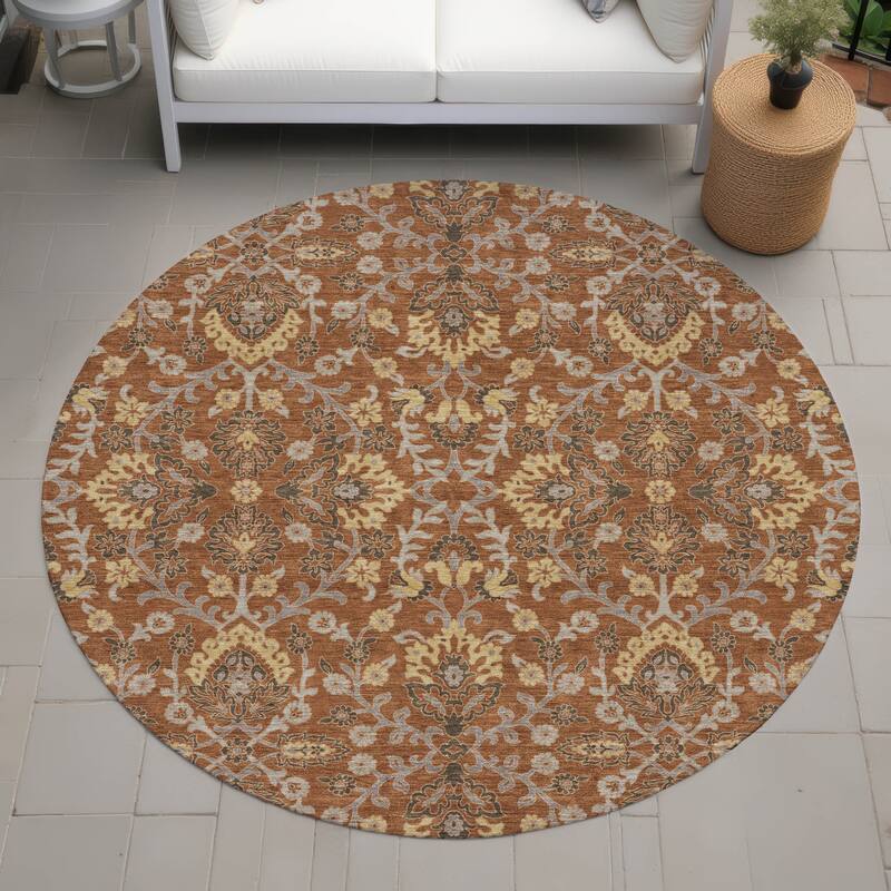 Machine Washable Indoor/ Outdoor Traditional Hartman Chantille Rug - Copper - 8' x 8'