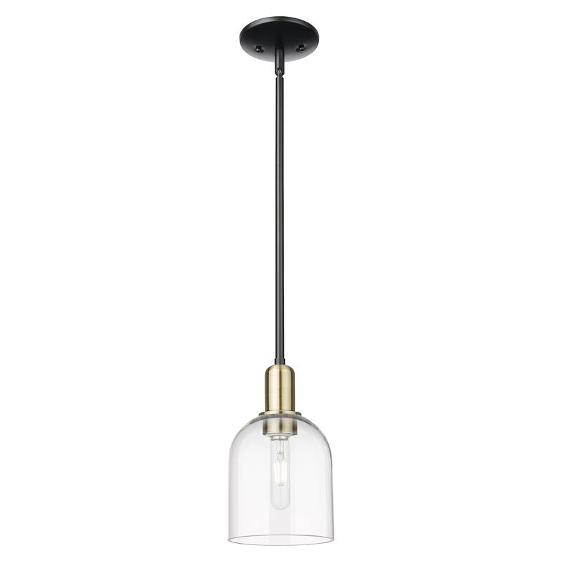 Innovations Lighting Endless Possibilities Arcadia - Bella - 1 Light 6" Stem Hung Mini Pendant - Clear/Black Antique Brass