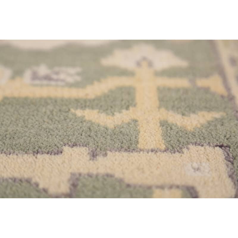 Green Oushak Oriental Rug Transitional Hand-Knotted Wool Carpet - 4'2"x 6'2"