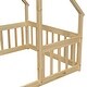 preview thumbnail 18 of 25, Twin Size Wood House-Shaped Floor Bed with Fence and Guardrails, Grey