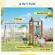 preview thumbnail 3 of 7, Qaba Kids Swing Set for Backyard, Playground Set with 6 FT Slide, 2 Adjustable Swings, Fort with Canopy, Ground Stakes, Brown