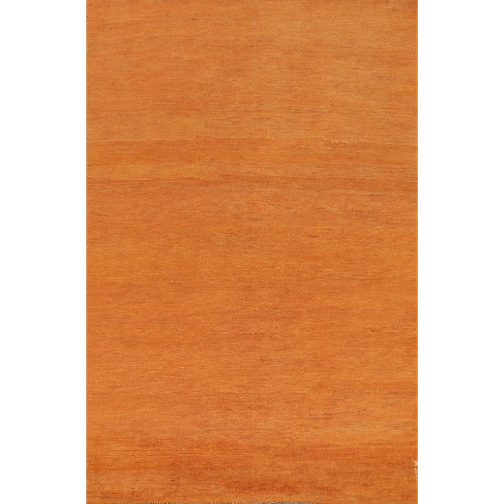 Modern Orange Gabbeh Oriental Area Rug Hand-Knotted Wool Carpet - 5'2" x 7'10"