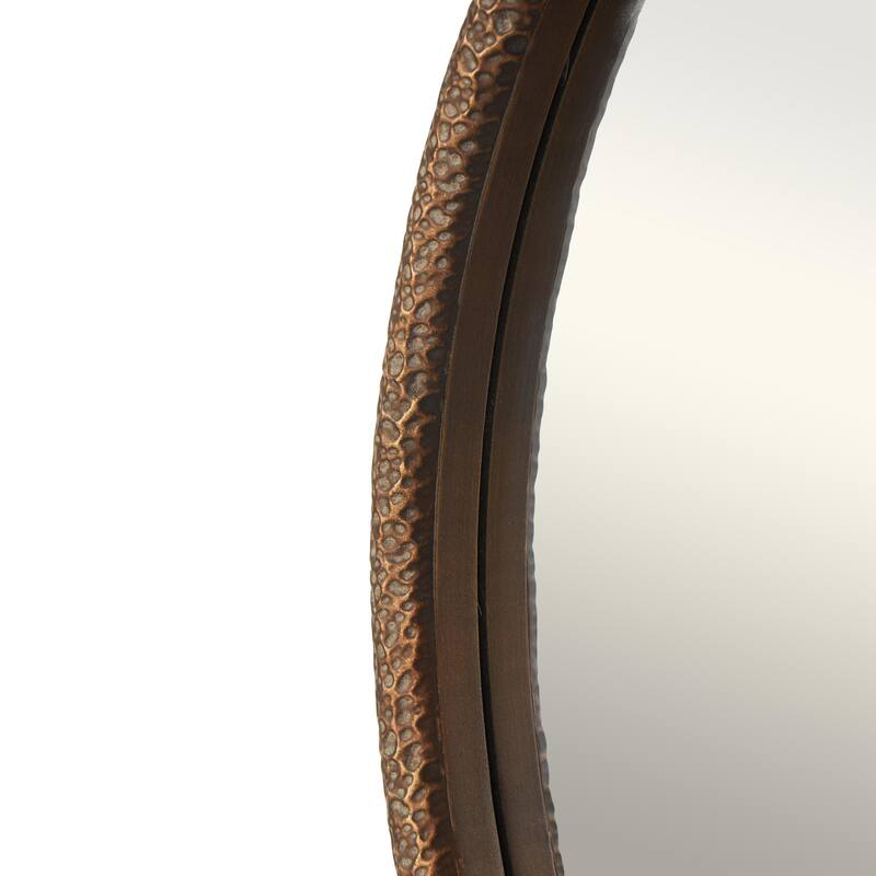 Resin Weathered Spotted Wall Mirror with Hammered Texture - Brown or Copper - Roche River Decor