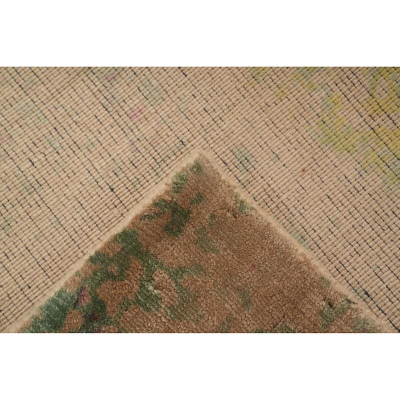 Hand Knotted Oriental Viscose Silk Carpet Modern Abstract Multi-Colored Abstract Area Rug - 7' 8'' X 5' 5''