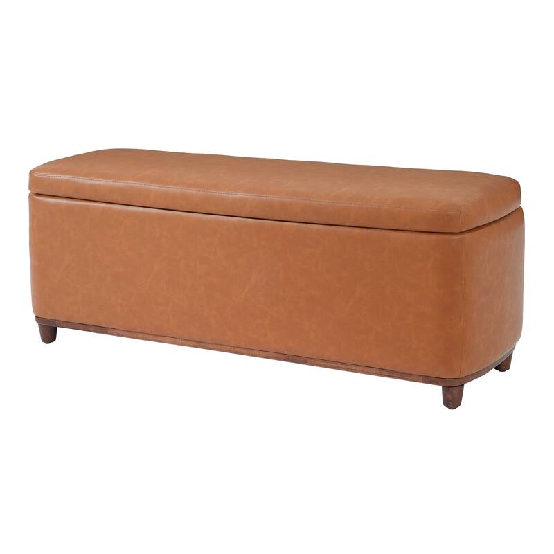 Christopher Knight Home - Modern Aero Upholstered Storage Ottoman Bench with Solid Wood Legs and Lift-Top Storage