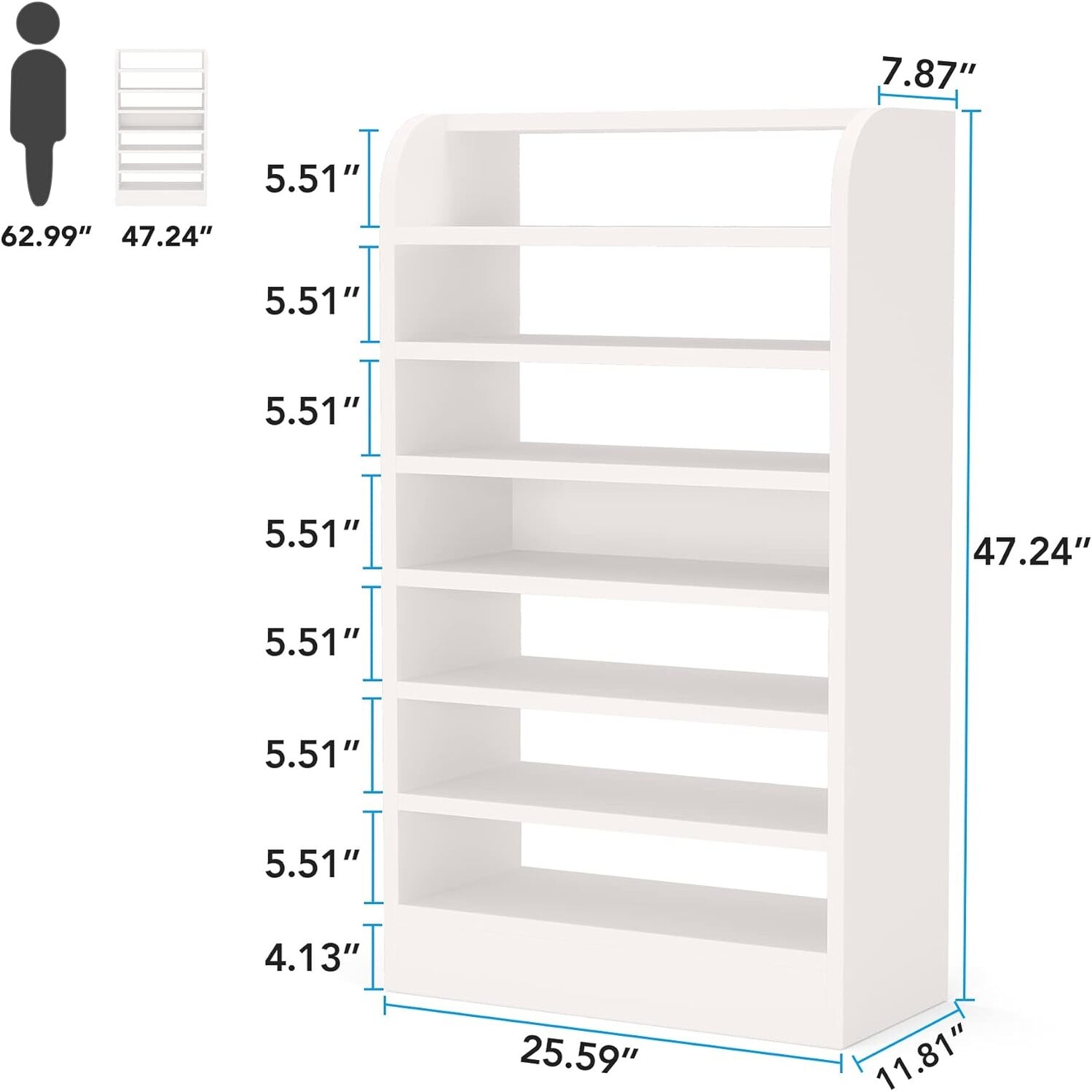 8-Tier Modern White Shoe Cabinet for Entryway Storage Organizer-image