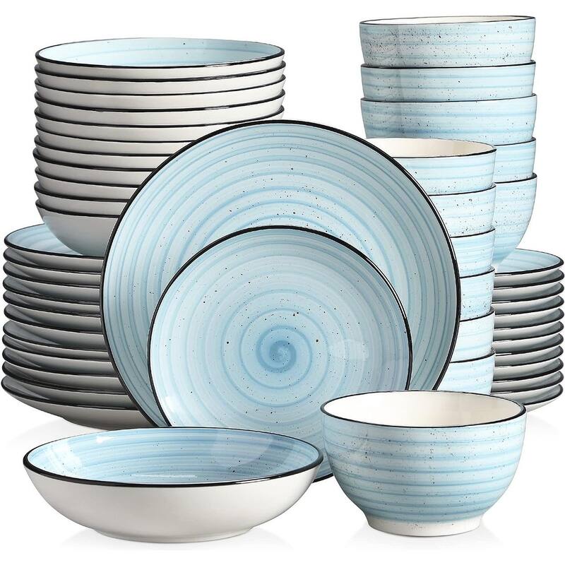 vancasso Bonbon Stoneware Handpainted Spirals Pattern Dinnerware Set