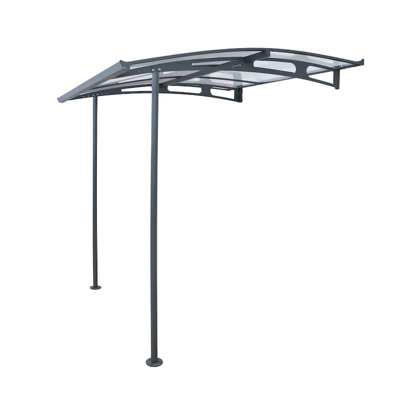 Vega 7 ft. x 7 ft. Gray/Clear Door and Window Fixed Awning