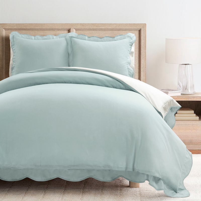 Lush Decor Coastal Chic Scallop Edge Duvet 3 Piece Set