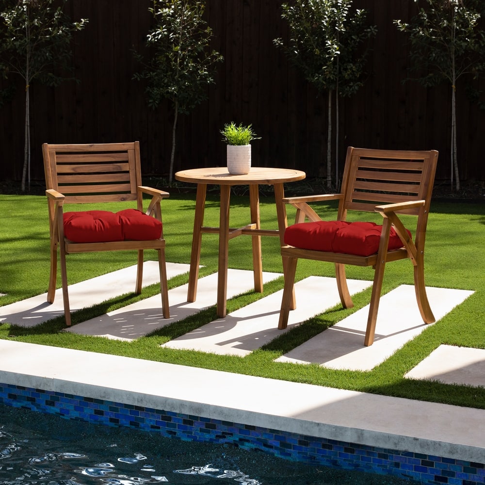 Sorra Home Sunbrella Tufted Chair Cushion Round U-Shaped Back 19 x 19 x 3" (Set of 2)