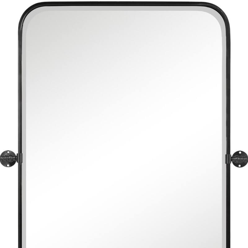 HomeRoots 36" Black Metal Adjustable Framed Accent Mirror - 24.00 in. x 36.00 in. x 1.57 in.
