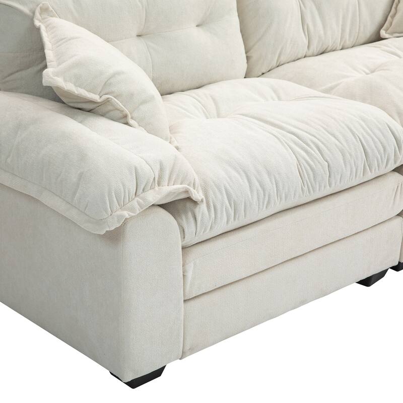 Small Sofa Loveseat Deep Seat Sofa Couch with 2 Throw Pillows, 2-Seater Settee with Pillow Top Armrests