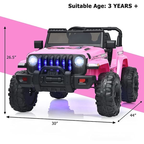 dimension image slide 3 of 4, 12V Kids Ride-on Jeep Car with 2.4 G Remote Control - 44"x30"x 26.5"(L x W x H)
