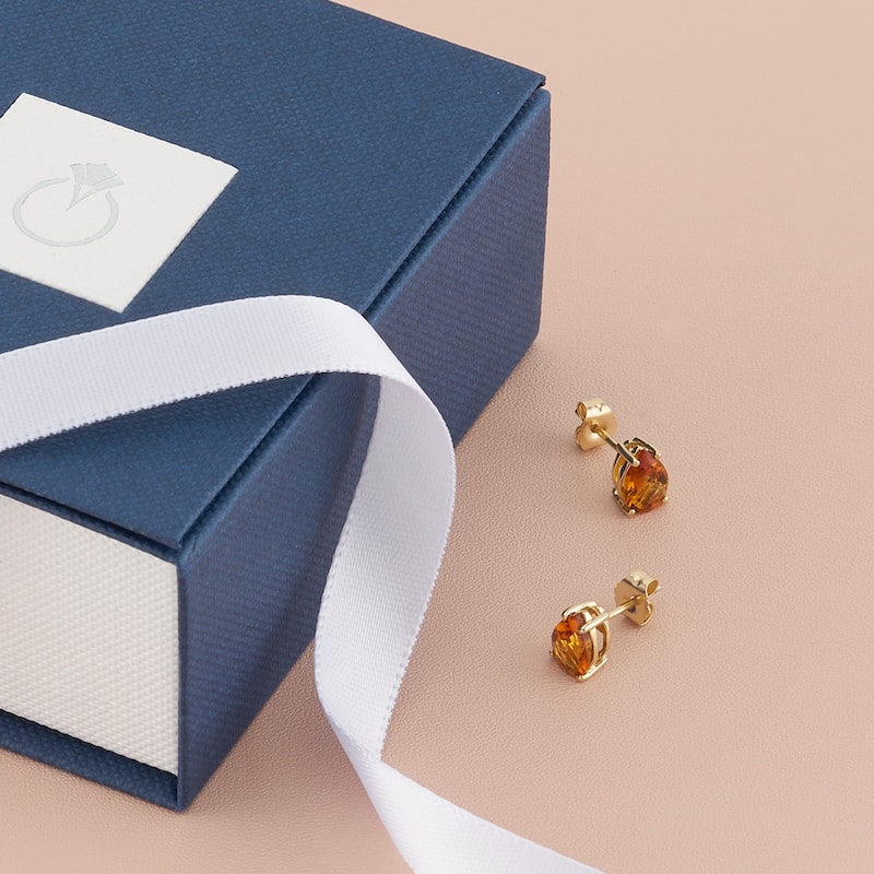 14k Yellow Gold Citrine Stud Earrings 1.26ct Pear Shape