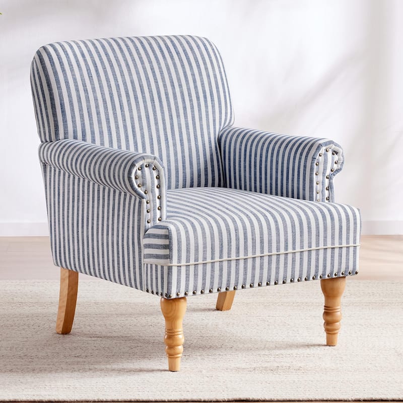 Rolled Armchair Accent Chair Set of 2 Blue/ Grey/ Brown