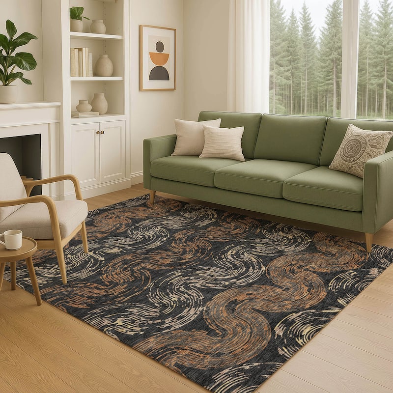Machine Washable Indoor/ Outdoor Modern Ari Chantille Rug