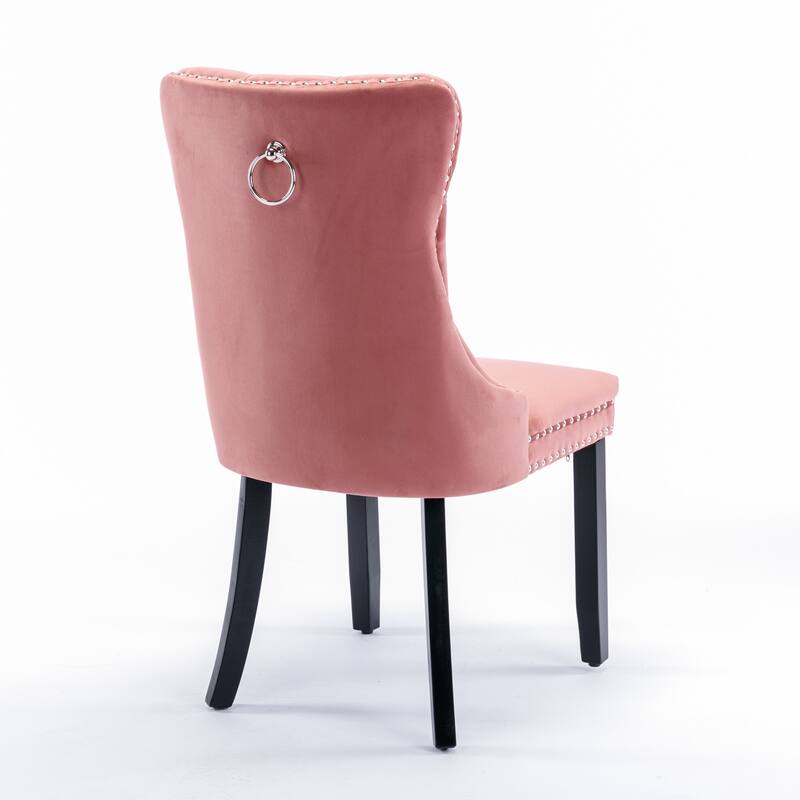 Set of 2 Modern High-End Tufted Solid Wood Upholstered Dining Chair with Nailhead Trim