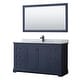 preview thumbnail 16 of 25, Avery 60-inch Single Vanity, Marble Top, Square Sink, 58-inch Mirror Dark Blue, Black Trim, White Carrara Marble Top