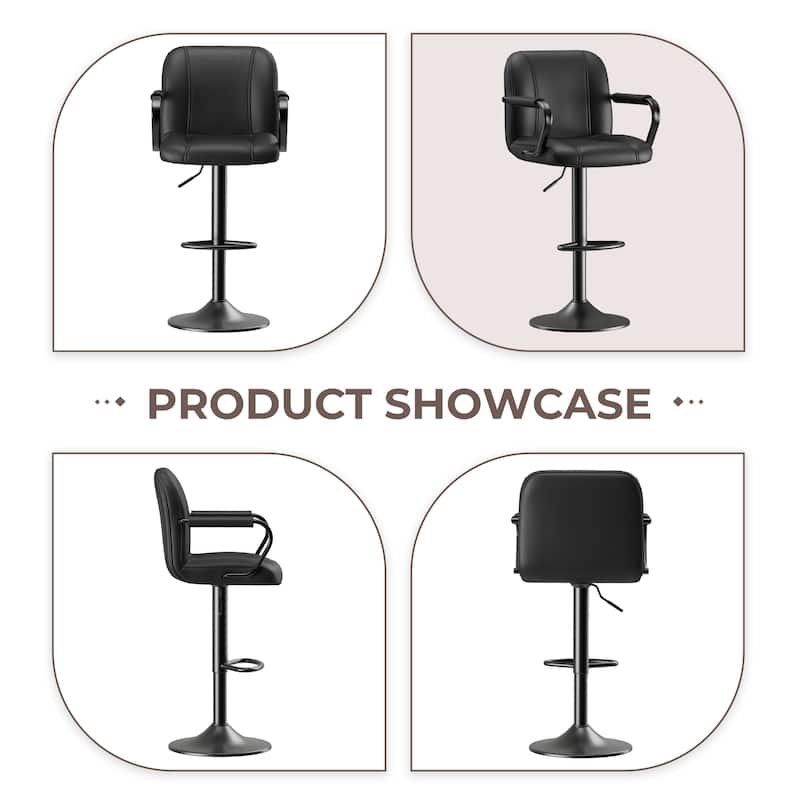 Swivel Bar Stools with Back Support - Adjustable Height Counter Stools for Kitchen Island & Home Bar