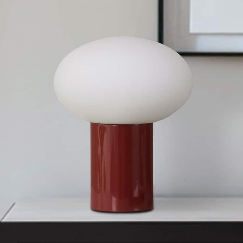 Brightech Ivy LED Glossy Red Midcentury Round Globe Dimmable Bedside Nightstand Desk Lamp