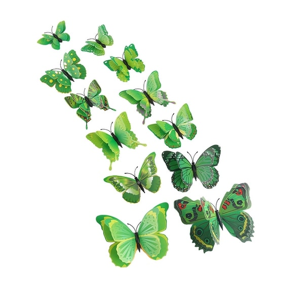 12pcs 3D Butterfly Wall Sticker Decal Sticker for Bedroom Decoration Green