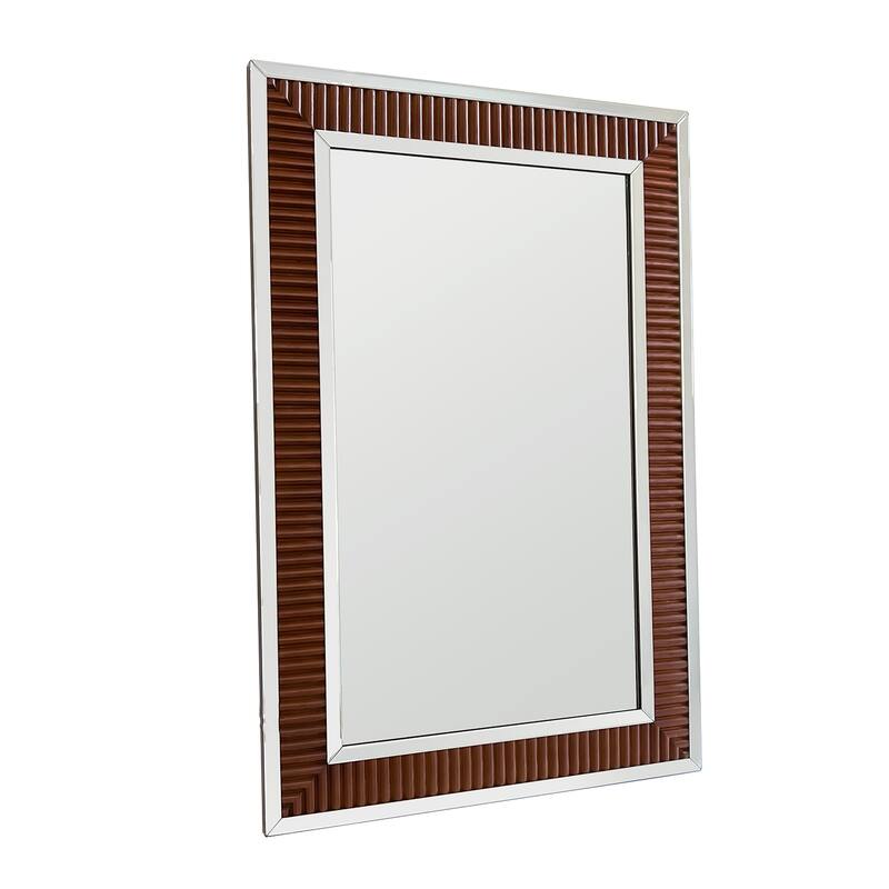 Wood Rectangular Accent Wall Mirror - 47'' H X 32'' W X 1.1'' D - 47'' H X 32'' W X  1.1'' D - Brown