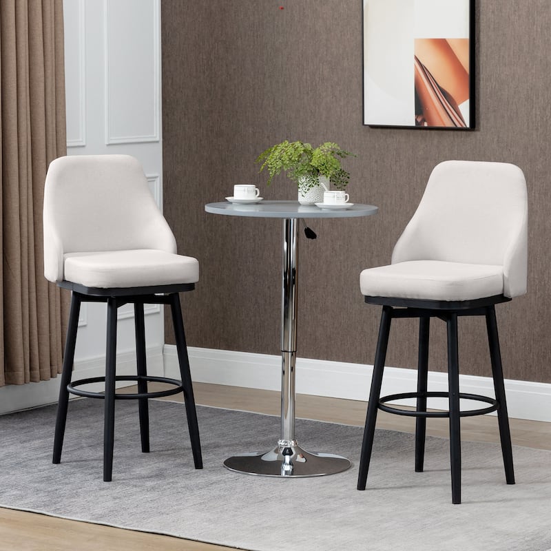 HOMCOM Extra Tall Bar Stools Set of 2, Modern 360° Swivel Barstools, Dining Room Chairs with Steel Legs and Footrest
