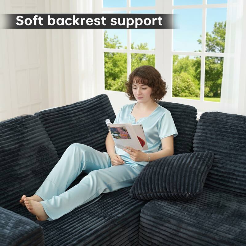 135.5 Inch U Shaped Modular Sectional Sofa, 6 Seat Corduroy Chaise Couch with Reversible Layout