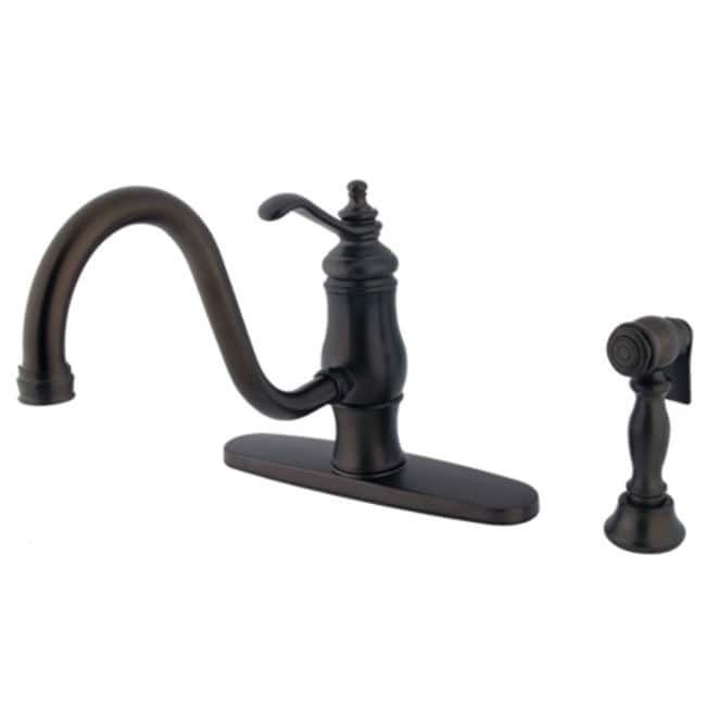 Kingston Brass Heritage Centerset Kitchen Faucet with Metal Lever - Polished Brass