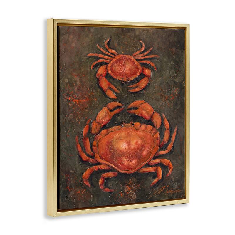 Stupell Small & Large Crab Pair Framed Floater Canvas Wall Art Design By Jody Bergsma