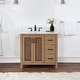 preview thumbnail 135 of 177, Altair Hadiya Bathroom Vanity with Composite Stone Countertop without Mirror 36 inch. - Brown Pine + Matte Black Hardware