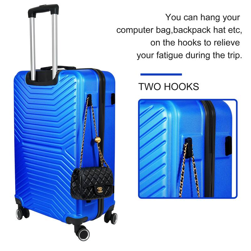 Blue Luggage Sets Expandable ABS 3 Piece Hardside Lightweight Durable ...