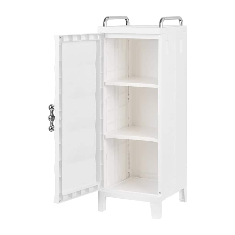 VECELO Freestanding Narrow Storage Bins with Adjustable Shelves PP Plastic Bathroom Storage Unit for Small Spaces Living Room