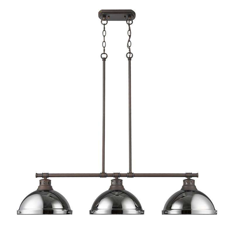 Yep by Golden Lighting Duncan 3-light Island Light in Rubbed Bronze and Chrome shade