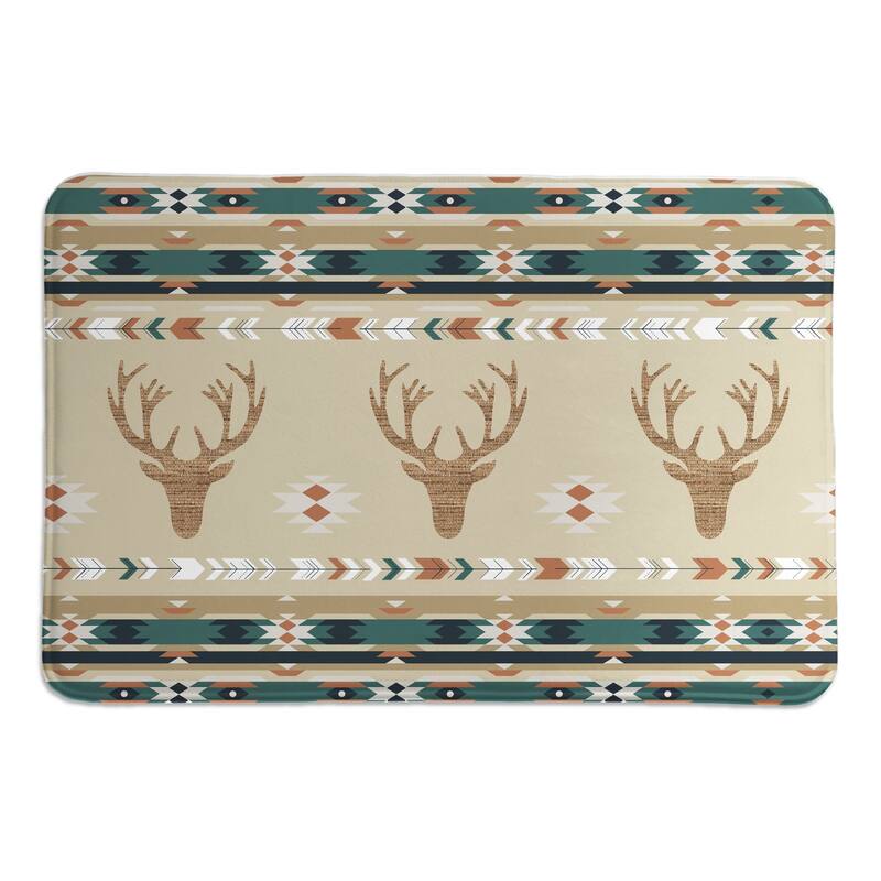 Laural Home Mesa Teal Green Deer Memory Foam Rug