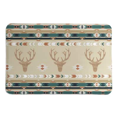 Laural Home Mesa Teal Green Deer Memory Foam Rug