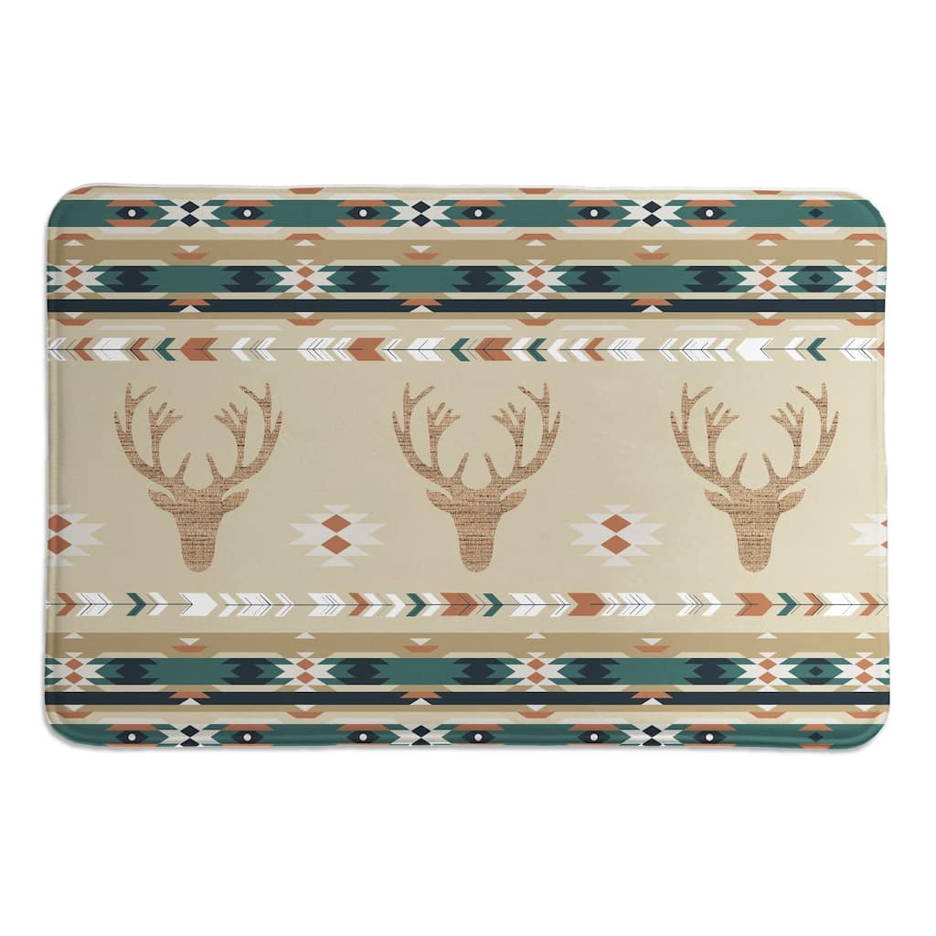 Laural Home Mesa Teal Green Deer Memory Foam Rug
